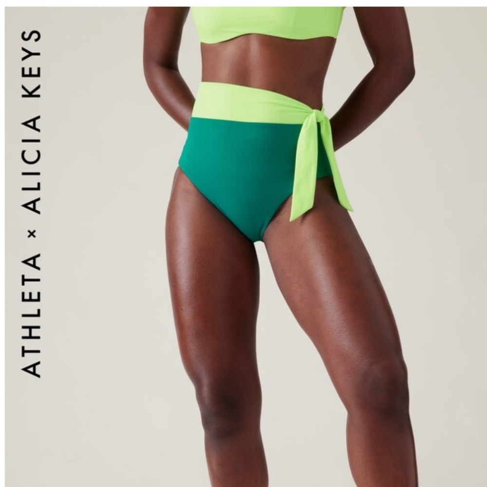 Athleta Alicia Keys Daybreak Tie Bikini Bottom | Green #601534